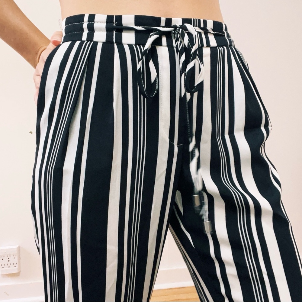 Navy and white striped Zara pants